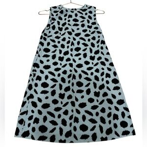 GORMAN Silk Linen Blend Blue and Black Animal Print Shift Dress Size US 2 VGUC